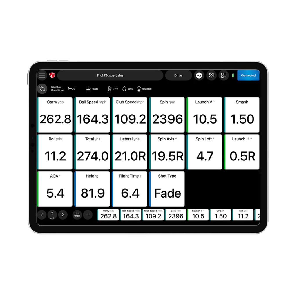 Flightscope Mevo+ Golf Simulator Launch Monitor Statistics and Metrics